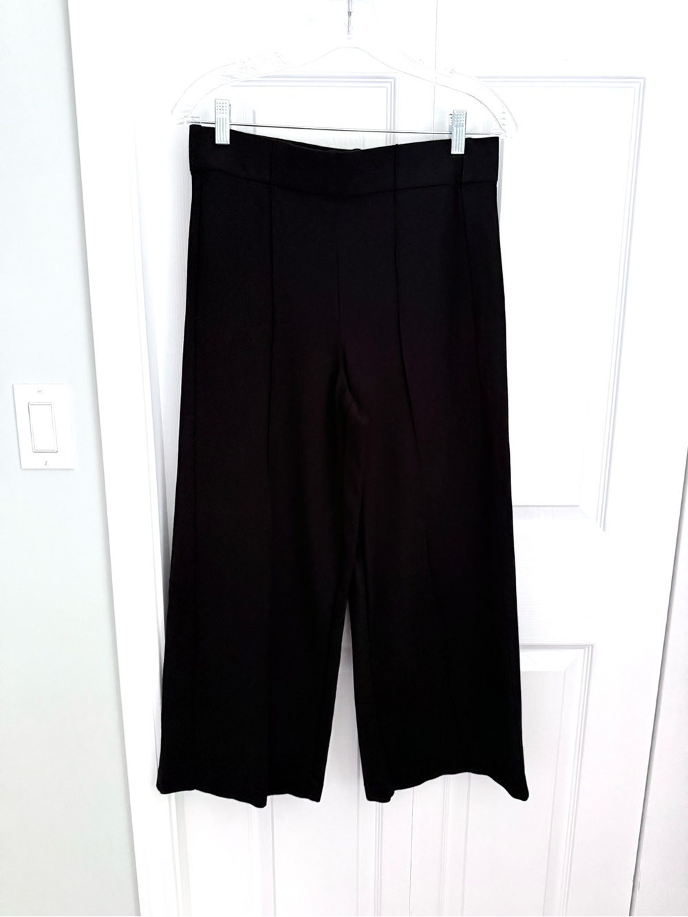 JNY Jones New York Women’s Black Ponte Knit Wide Leg Cropped Pants Size M